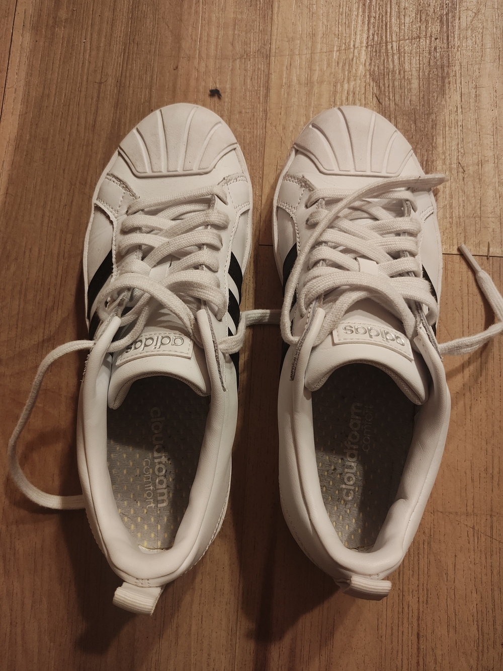 adidas White Sneakers with Black Stripes